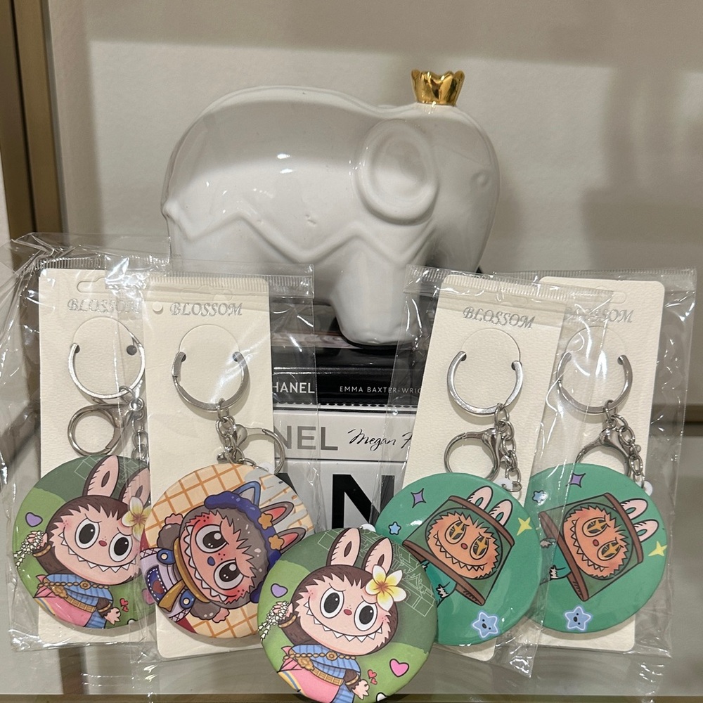 Cute Labubu Mirror Keychains Set - Picture 1 of 8
